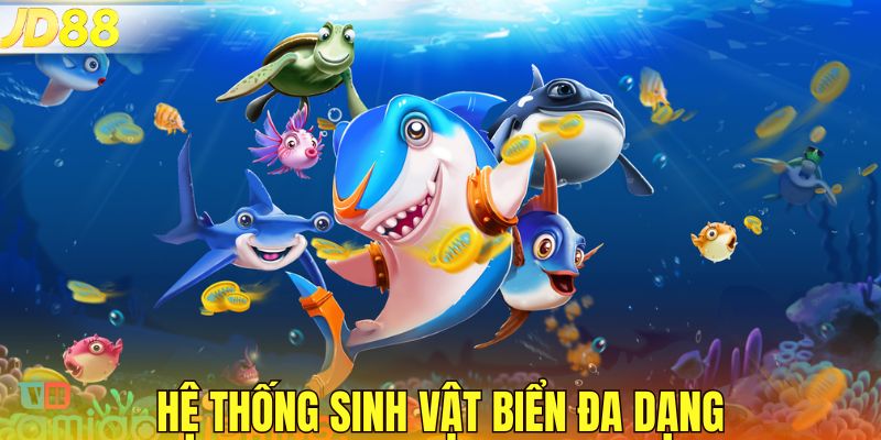 Hệ thống sinh vật biển game bắn cá đa dạng